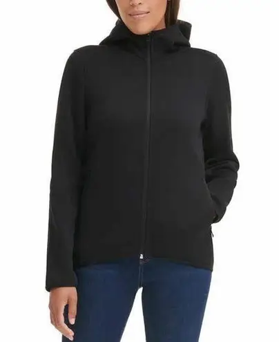 Andrew Marc Women Jacket Hooded Black Knit Fleece Full Zip Size Large L