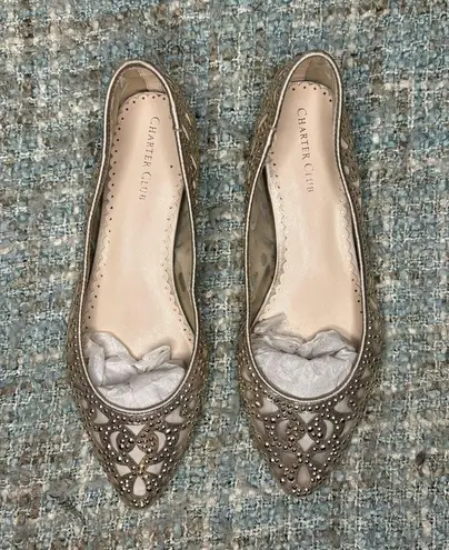 Charter Club NWOB -  Tonina Rhinestone Pointed-Toe Flats in Platino