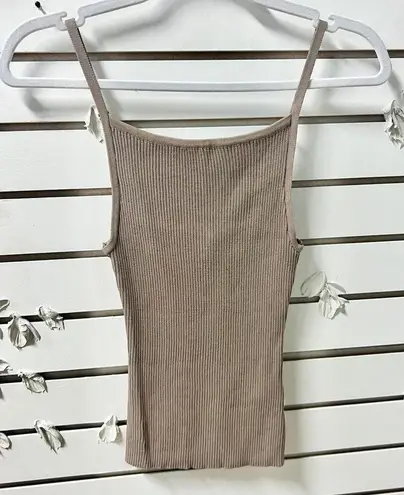 Dissh Sleeveless Adjustable Strap Ribbed Knit Tank Top Dunn Wheat Womens Size XS