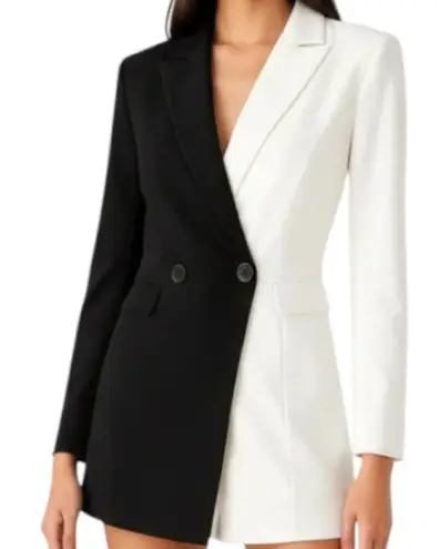 Endless Rose NWT Colorblock Contrast Blazer Romper Small Tuxedo Black White