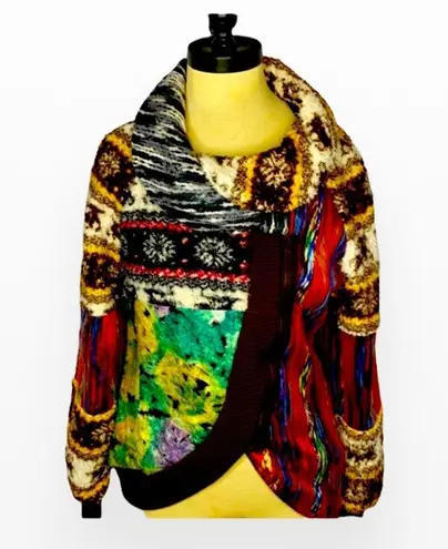 Adore Boho Artsy Patchwork Cowl Jacket Sz S