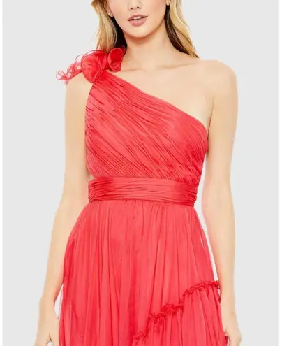 Mac Duggal NWT Ruffled One Shoulder Asymmetrical Gown in Cherry Size 12