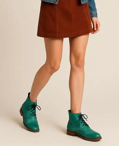 Diesel Teal Leather Wingtip Lace