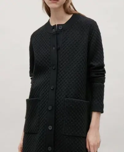 COS Black Textured Knit Longline Cardigan