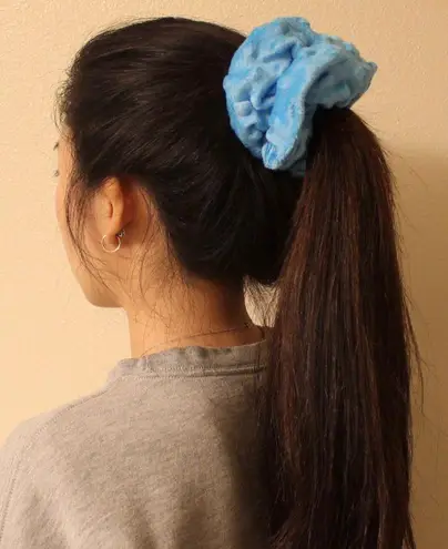 Large minky blue dimple dots hair Scrunchie