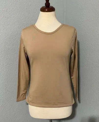 Unique Lingerie Tan Long Sleeves Round Neck Thermo Winter Shirt Size S