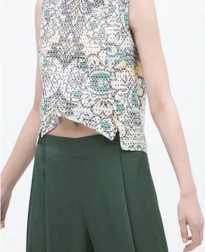 ZARA Perforated Tank Floral Laser-Cut Cut-Outs Cutouts Sleeveless Blouse Top M