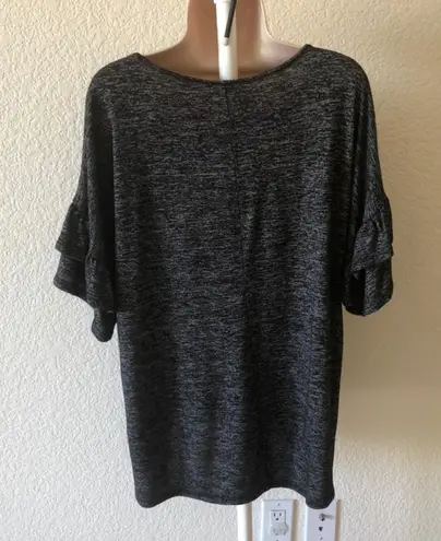 Brooks Bobbie  Dark Grey Ruffle Sleeve Top Size 2x