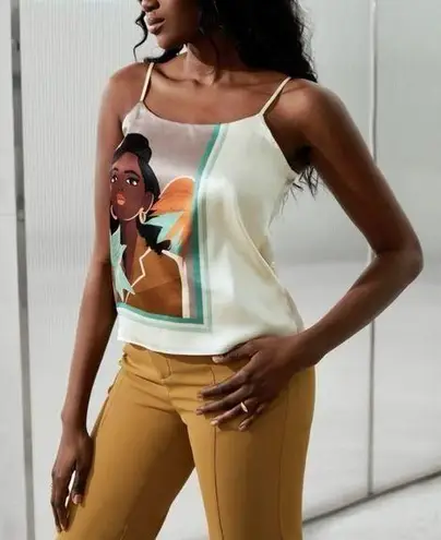 None MOTF X Nicholle Kobi 100% Silk Graphic Cami Top