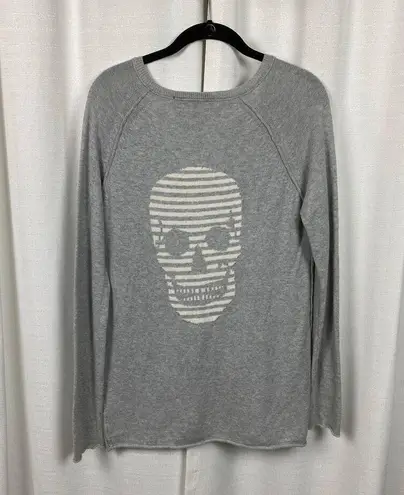 Skull Cashmere Gray Cashmere Blend Skull Print Sweater Sz.S