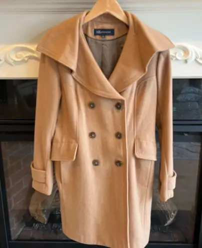 Anne Klein AK  Wool Pea Coat Camel Winter Long Womens Small Classic