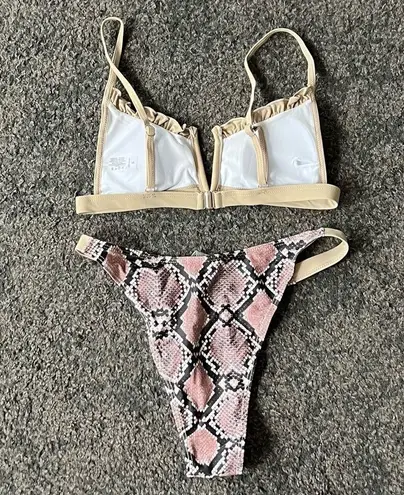 Snake print cheeky bikini set