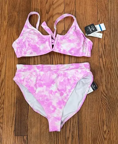 California Waves Bikini Set V-Wire Bralette High Waisted Pink Junior’s XL NWT