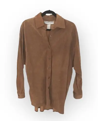 Vintage 90s: Positano š¤ Leather Button Down Shirt Jacket Shacket š¤ Cognac š¤ M Brown Size M