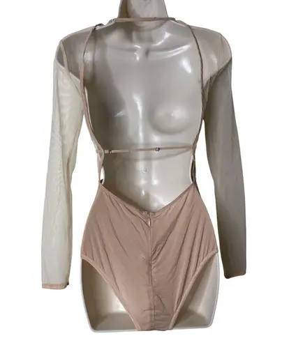 Nensi Dojaka Gathered Long Sleeve Bra Top In Sable Tan Sz XS