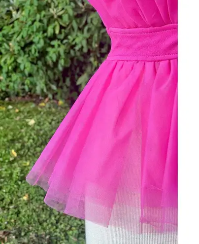 Sincerely Jules M Strapless Peplum Hot Pink Tulle Festival Holiday Party Top