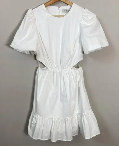 WAYF Puff Sleeve Cutout Ruffle Mini Dress Womens Small* White Fit & Flare Bridal