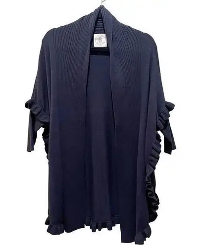 Muche et Muchette Ruffled Open cardigan Sweater Navy Blue One Size Size undefined