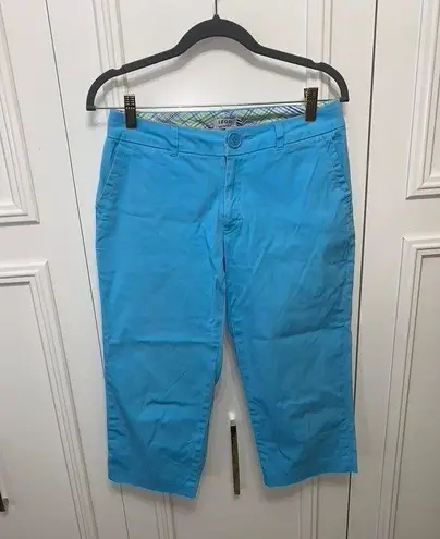IZOD Women's Stretch Capri Pants Size 4 Blue Plaid Casual