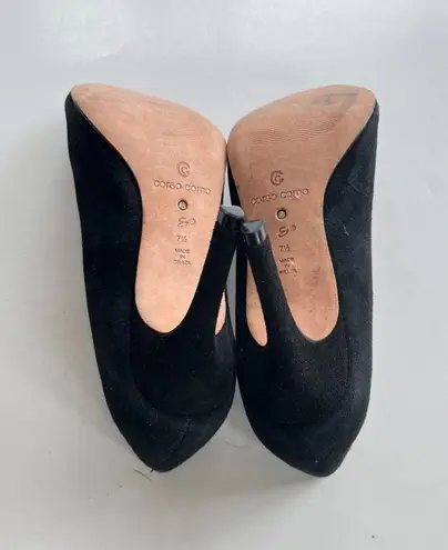 Corso Como Womens Pump Block Heels Black Suede Round Almond Toe Size 7.5 Comfort