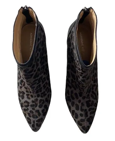 Adrienne Vittadini Nyla calf hair leopard print high heel booties size 7.5