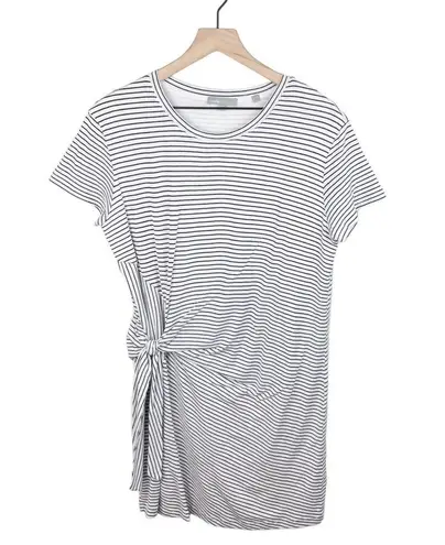 Vince  Side Tie Striped Mini T-shirt Dress Black and White Stripes Size Small