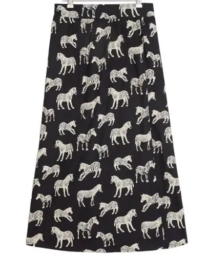 Anthropologie NWT!  Porridge $138 Black Motif Zebra Print Faux Midi Maxi Skirt XS