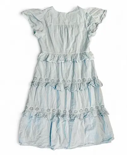 Rachel Parcell Ruffle Tiered Midi Dress in Blue Large