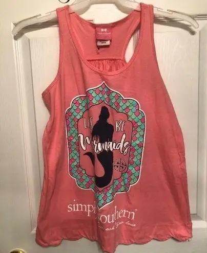 Simply Southern  Sz M Let’s Be Mermaids Peony Tank NEW NWT