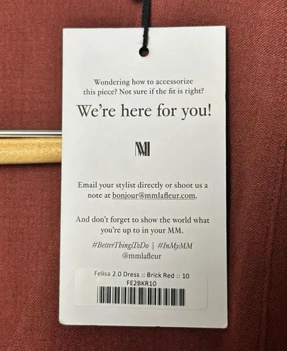 MM.LaFleur New Felisa 2.0 Faux Wrap Twill Sheath Dress Brick Red 10 NO BELT NWT