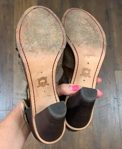 H.S. Trask Ginger Suede Brown Heeled Sandals Size 8