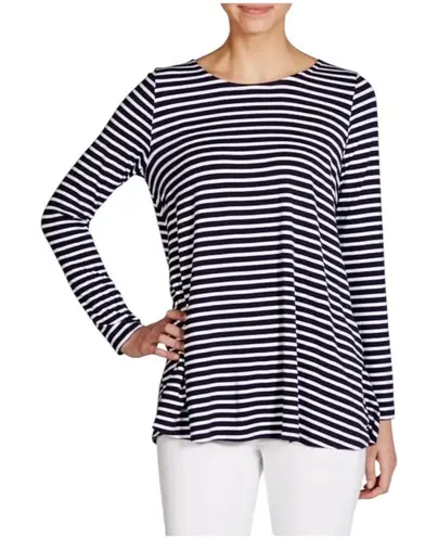 Mott50 Shirt Women Medium Blue White Striped UPF 50 Sun Shirt Tee Gorpcore Blue