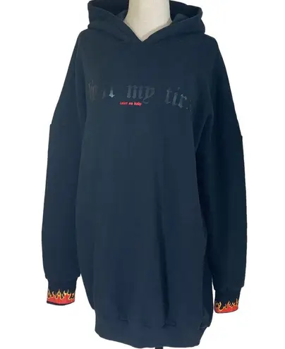 Drifter black oversized hoodie sweatshirt, Unisex long graphic rock anthem top