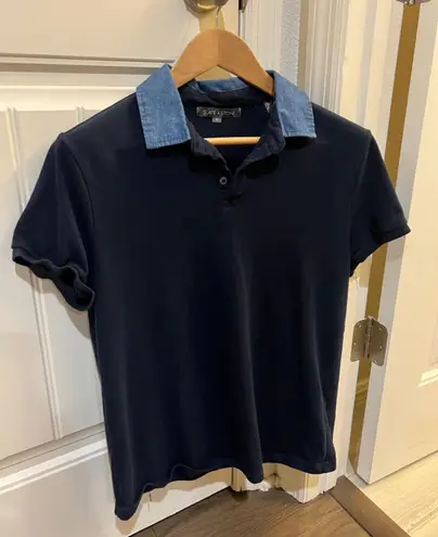 Mens Blue Slate and Stone Collared Polo Shirt Size M