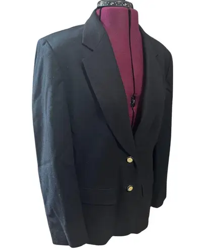 Pendleton Virgin Wool Single Breasted 2 Gold Button Blazer Black Womens EUC 10