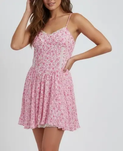 Sky to Moon Pink Floral Lace Trim Cami Dress Size L Size L