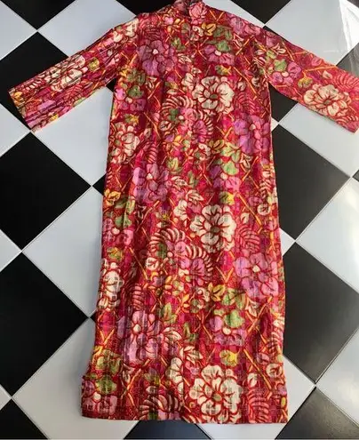 Vintage 60s Marita by Anthony Maruto House Dress Red Pink Metallic Gold size M Multiple Size M