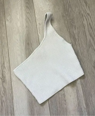 Babaton One Shoulder Crop Tank sculpt knit womens White (xsmall) going out party