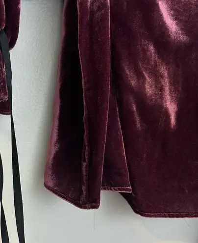 WAYF Wine Red Off The Shoulder Velvet Jepson Ruffle Blouse Size Small