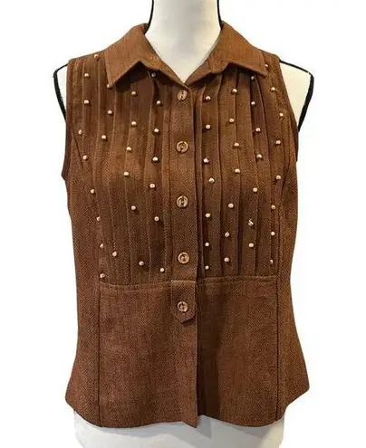 Danny & Nicole Women's Vintage Beaded Sleeveless Top Size 6