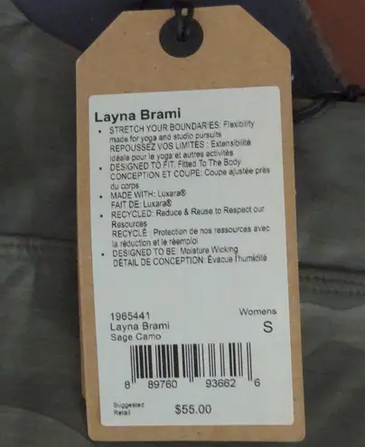prAna Layna Brami Adjustable Sports Bra Sage Camo Green Yoga Barre S New