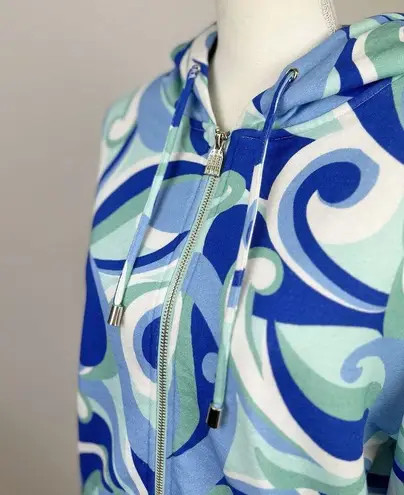 Hill House Allie Zip Up Sweatshirt Hoodie Kaleidoscopic Beach Blue Fleece S NWT