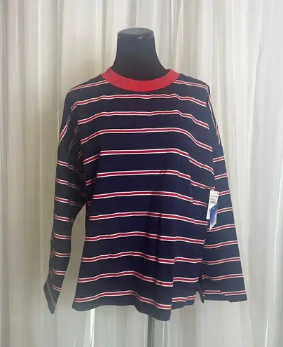 Abound NWT Navy/Red Bold Striped Long Sleeve  Tee