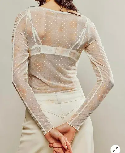 Free People Spot Light Sheer Long Sleeve Top M