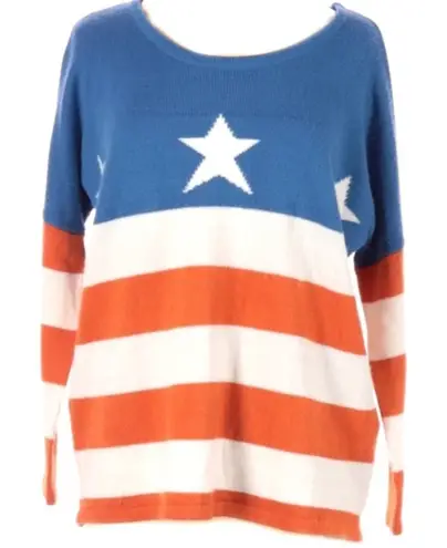 Saints & Mortals patriotic flag sweater size small Blue