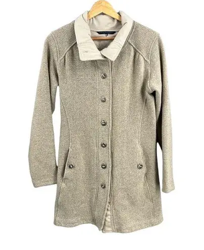 Kuhl Kühl Women’s Jacket Oatmeal Sweater Fleece Button Front Mid Thigh Medium