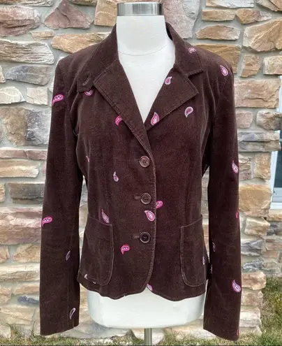 ITW By Claude Brown Corduroy Paisley Blazer Size 4