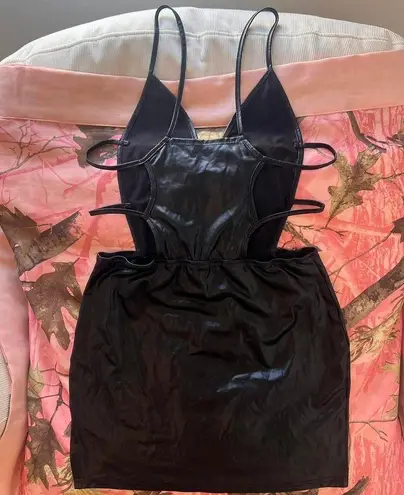do my self y2k dead stock faux leather cut out club mini dress with tag