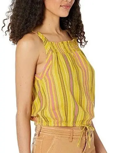 prAna New Smocked Tie Hem Tank Top Little Palm Cami Leapfrog Stripe Size Large