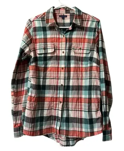 North Crest Women Plaid Flannel Size Small Long Sleeve Button Up Shirt Cabincore